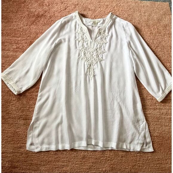 Saint Tropez Tops - Saint Tropez West White Embroidered Blouse Size 2XL
